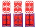 Full set of red TangleTags fitted sheet corner tags